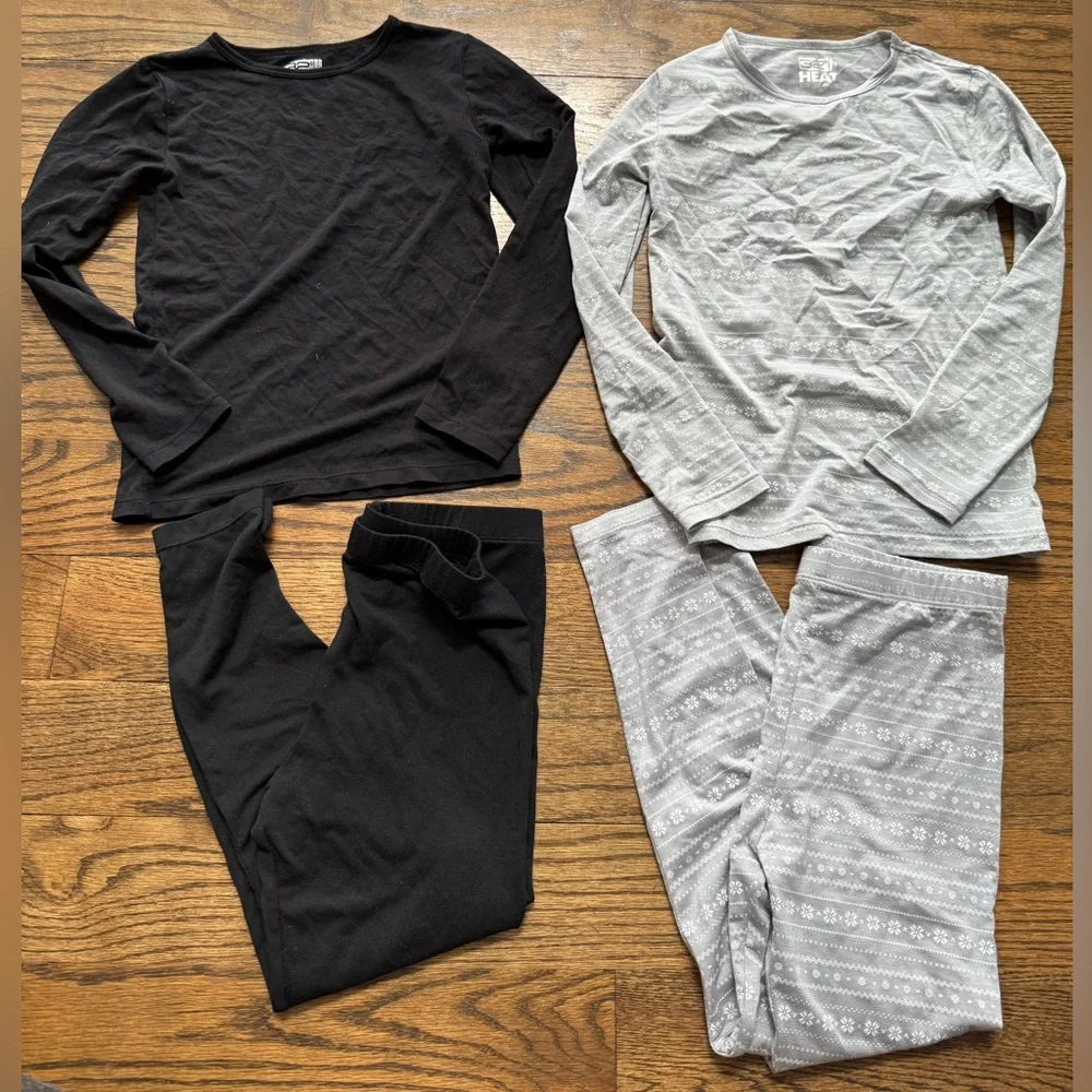 32 Degrees HEAT Thermal Underwear Sets – Black + Gray Pattern, Size Small (S)
